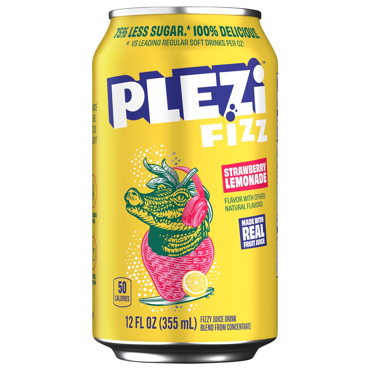 slide 1 of 8, PLEZi FiZZ Strawberry Lemonade Sparkling Juice - 12 Fl Oz, 12 fl oz