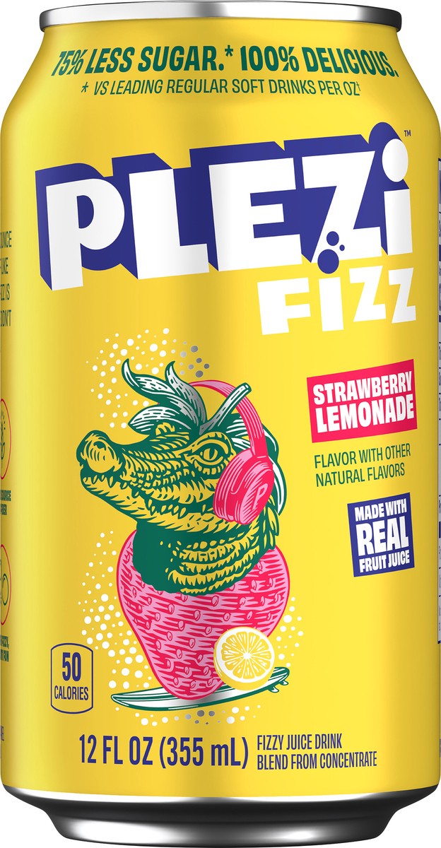 slide 2 of 8, PLEZi FiZZ Strawberry Lemonade Sparkling Juice - 12 Fl Oz, 12 fl oz