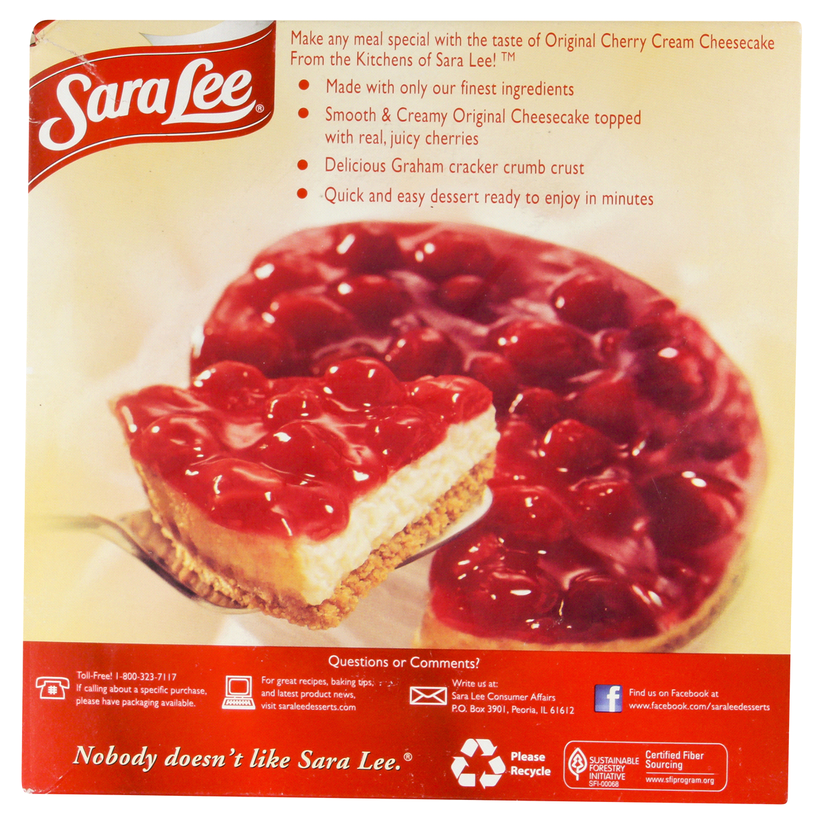 slide 2 of 6, Sara Lee Cherry Cream Cheesecake, 19 oz