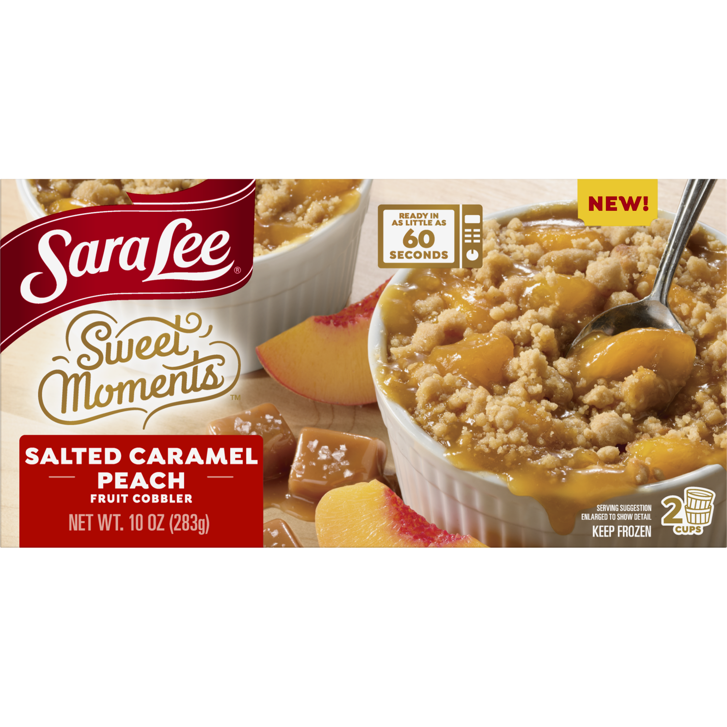 slide 2 of 4, Sara Lee  Sweet Moments Salted Caramel Peach Fruit Cobbler, 10 oz