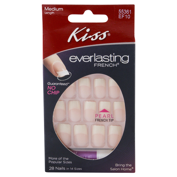 slide 1 of 5, Kiss Everlasting French Medium Length Pearl Tip Nail Kit, 1 ct