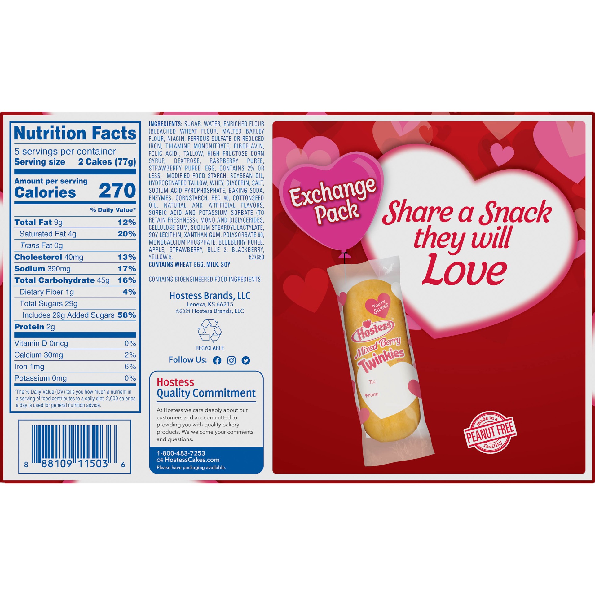 slide 3 of 5, HOSTESS Valentine Mixed Berry TWINKIE Multi-Pack, 10 Count, 13.5 oz, 13.58 oz