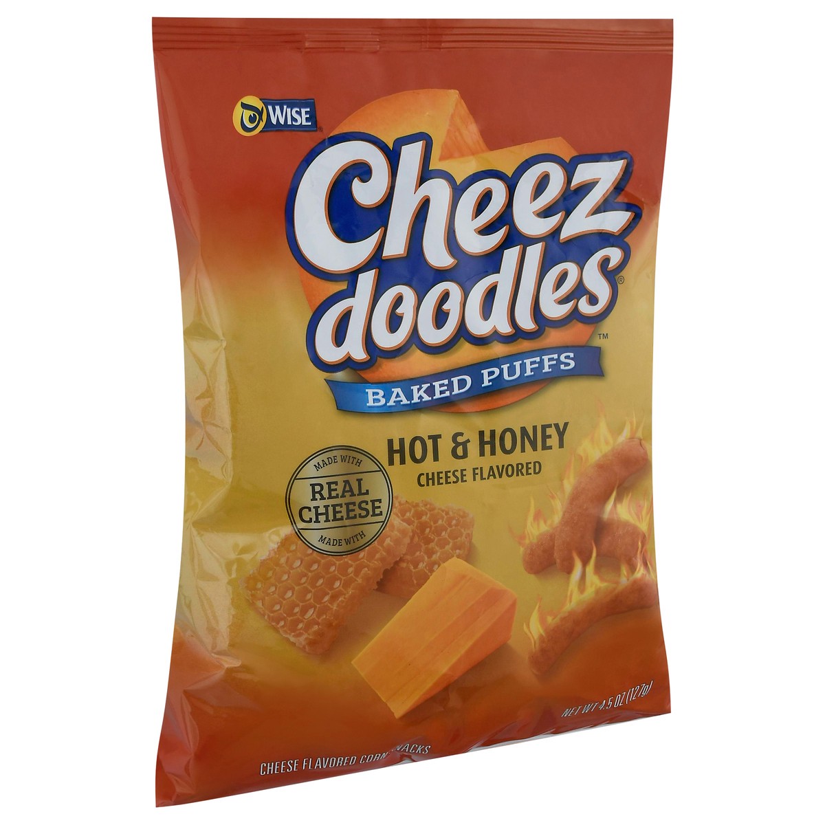 slide 10 of 14, Wise Cheez Doodles Baked Puffs Hot & Honey Cheese Flavored Corn Snacks 4.5 oz, 4.5 oz