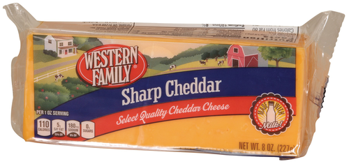 slide 1 of 1, Western Family Sharp Cheddar Cheese, 8 oz