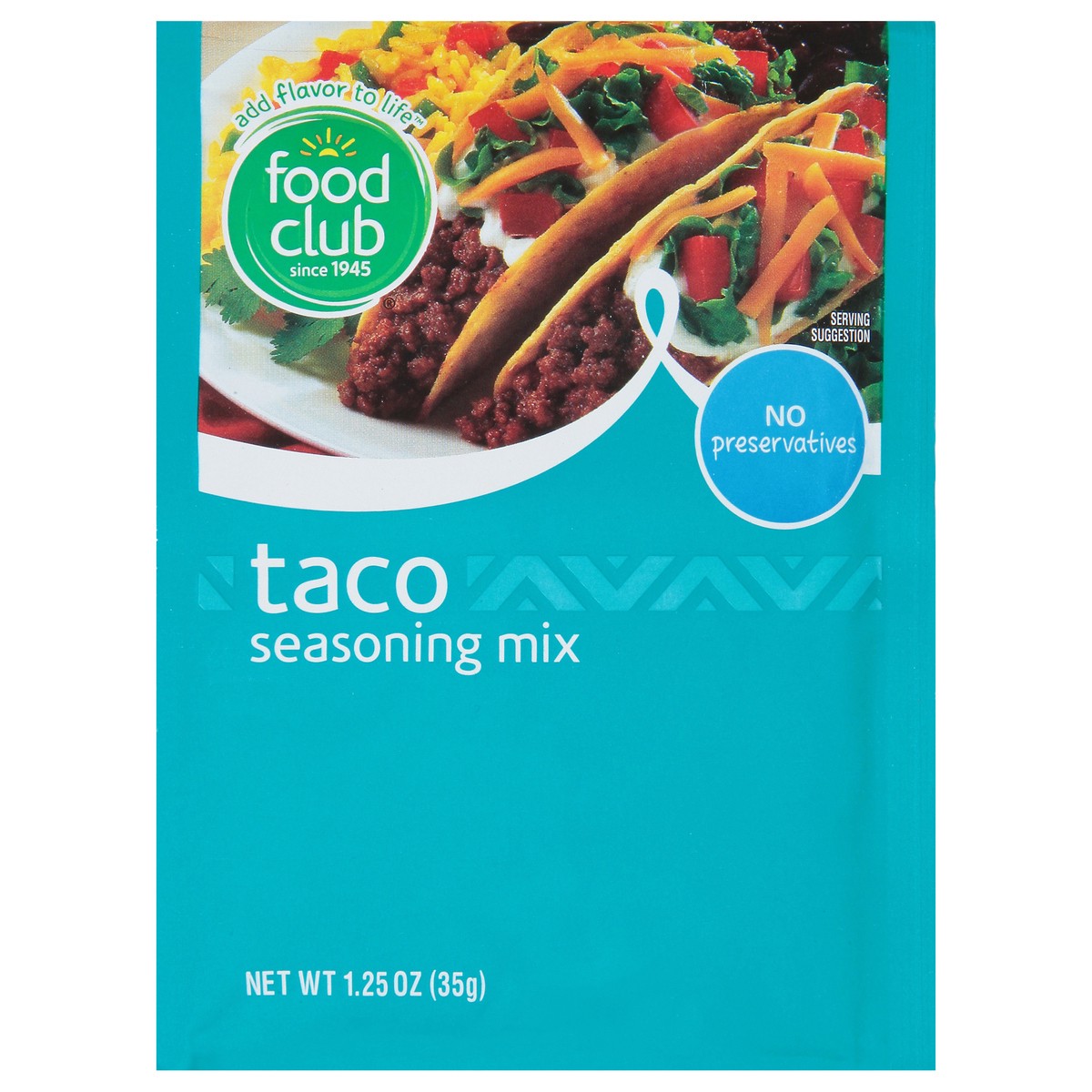 slide 1 of 9, Food Club Taco Seasoning Mix, 1.25 oz