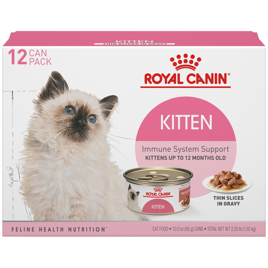 slide 1 of 9, Royal Canin Feline Health Nutrition Thin Slices in Gravy Variety Pack Wet Kitten Food, 12 ct; 3 oz