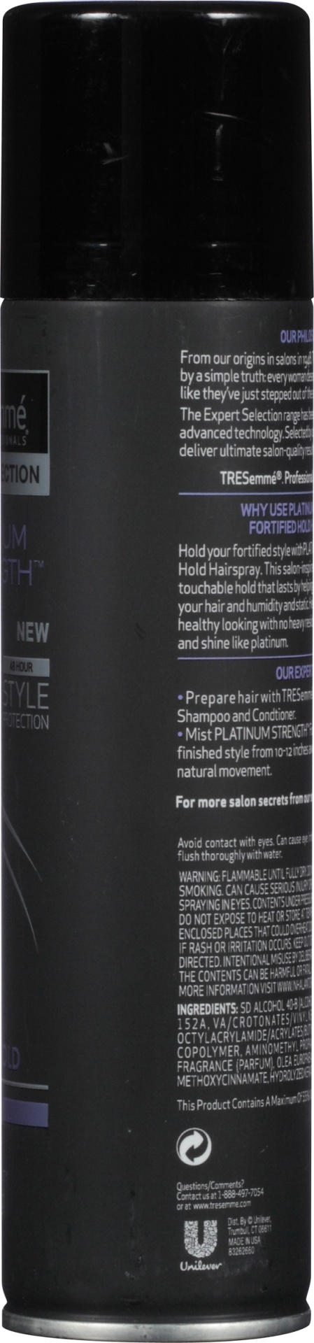 slide 3 of 5, TRESemmé Expert Selection Platinum Strength Fortified Hold Hairspray, 7.7oz, 7.7 oz