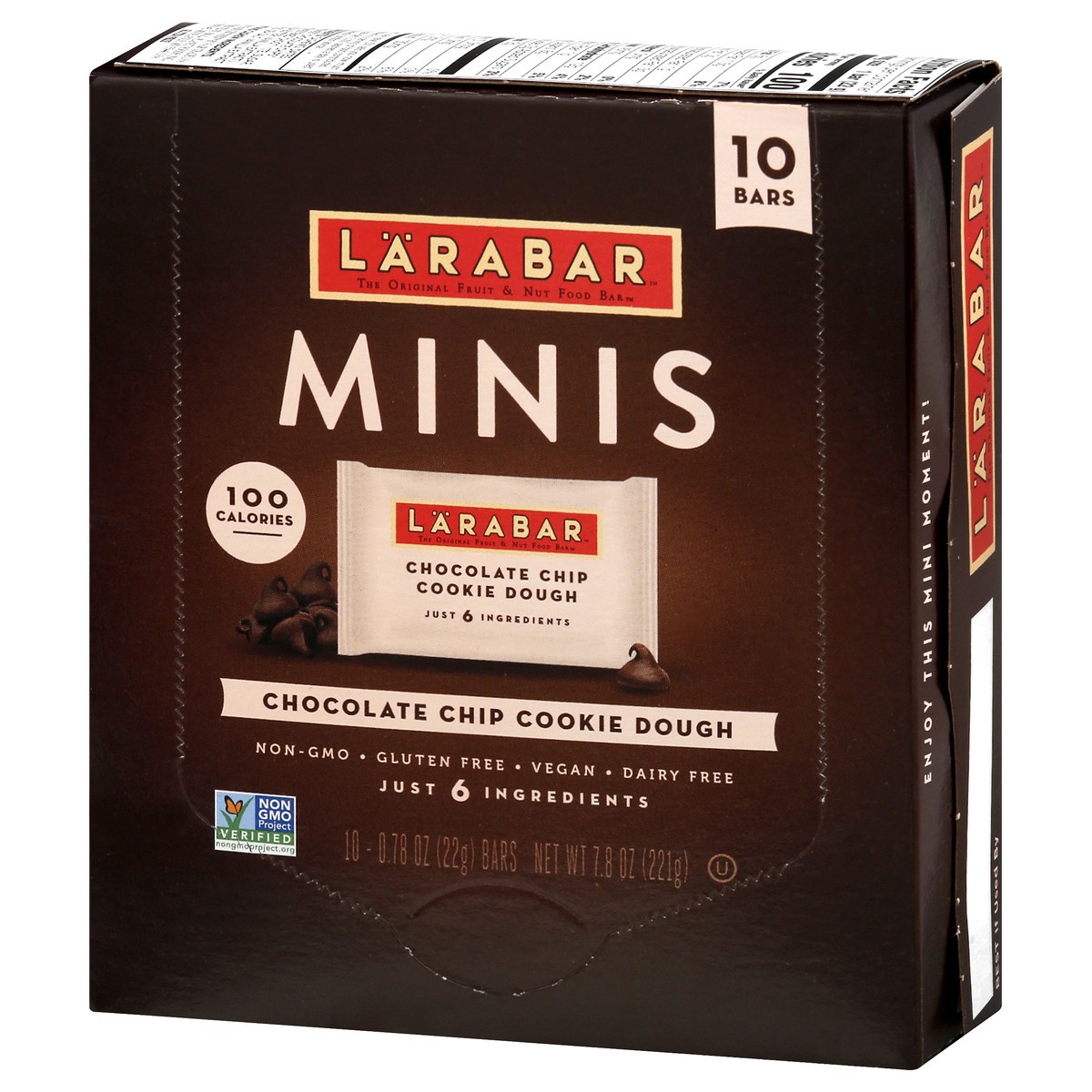 slide 7 of 10, LÄRABAR Chocolate Chip Cookie Dough Mini Bars, Gluten Free Vegan Bar, 10 ct, 10 ct