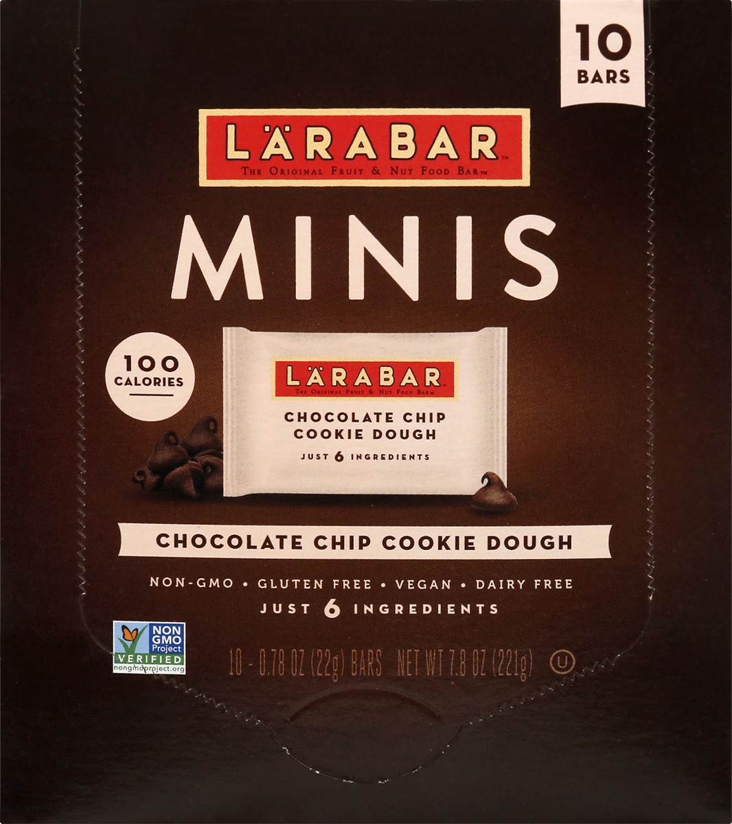 slide 10 of 10, LÄRABAR Chocolate Chip Cookie Dough Mini Bars, Gluten Free Vegan Bar, 10 ct, 10 ct