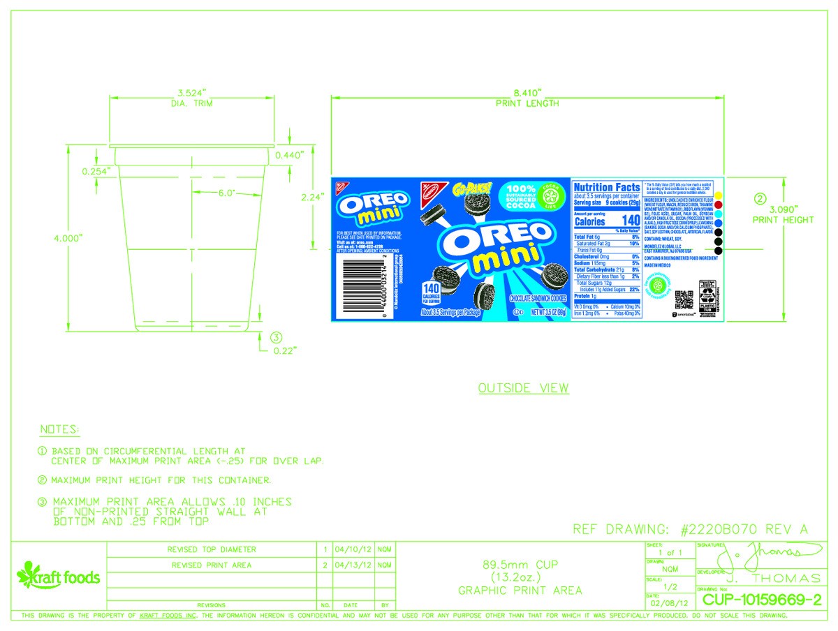 slide 2 of 14, OREO Mini Chocolate Sandwich Cookies, Go-Paks, 3.5 oz Cup, 3.5 oz