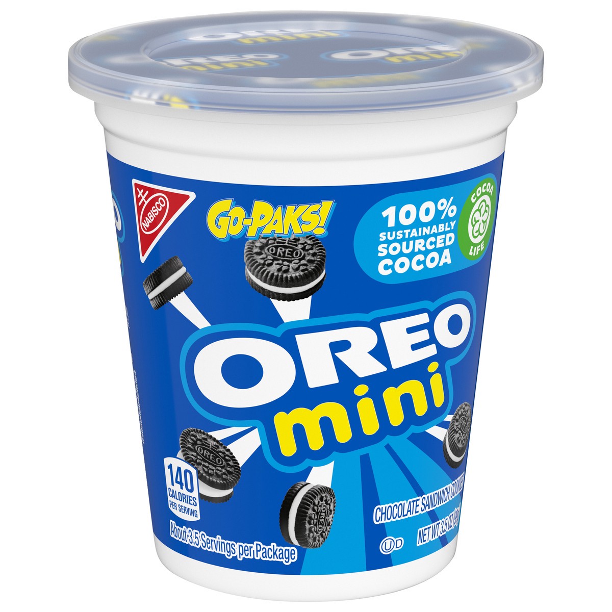 slide 4 of 14, OREO Mini Chocolate Sandwich Cookies, Go-Paks, 3.5 oz Cup, 3.5 oz