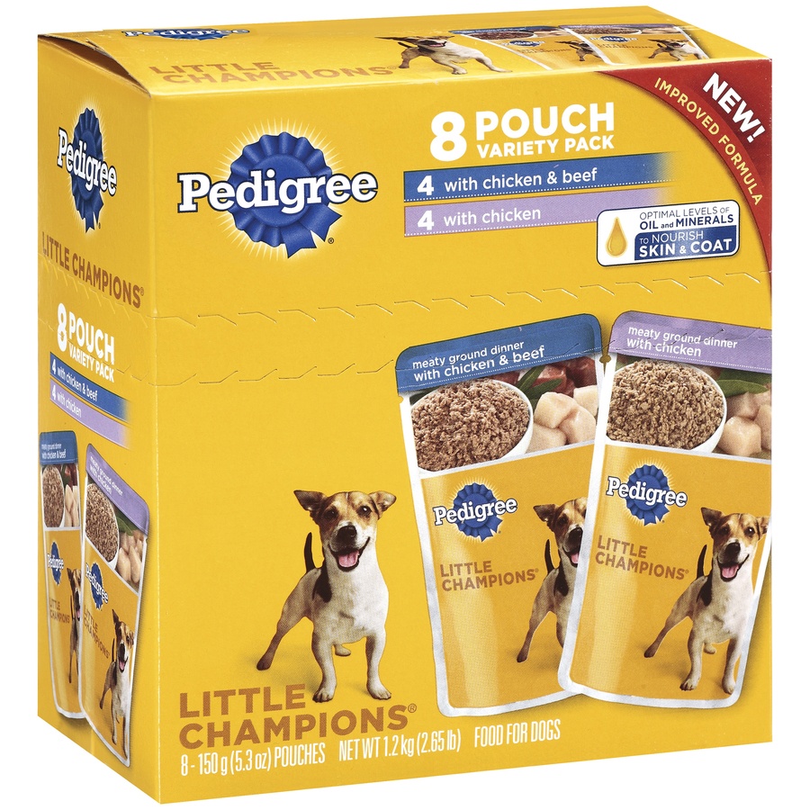 slide 2 of 3, Pedigree Little Champions 8 Pouch Variety Pack Dog Food, 42.4 oz