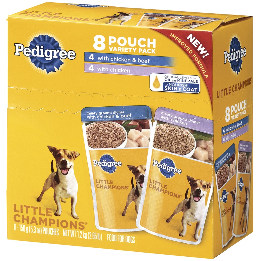 slide 3 of 3, Pedigree Little Champions 8 Pouch Variety Pack Dog Food, 42.4 oz