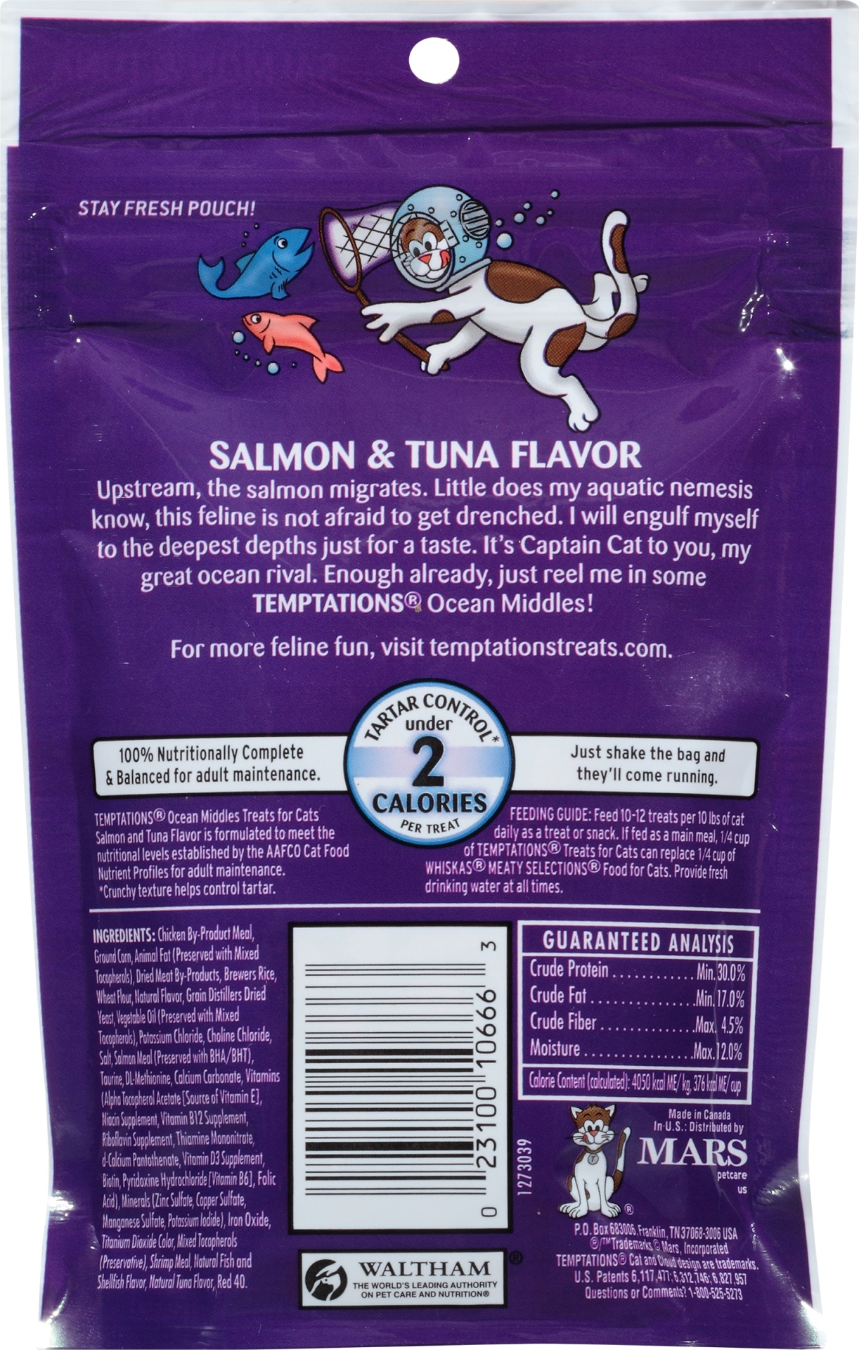 slide 4 of 6, Whiskas Temptations Cat Treats, Ocean Middles with Salmon, 2.47 oz