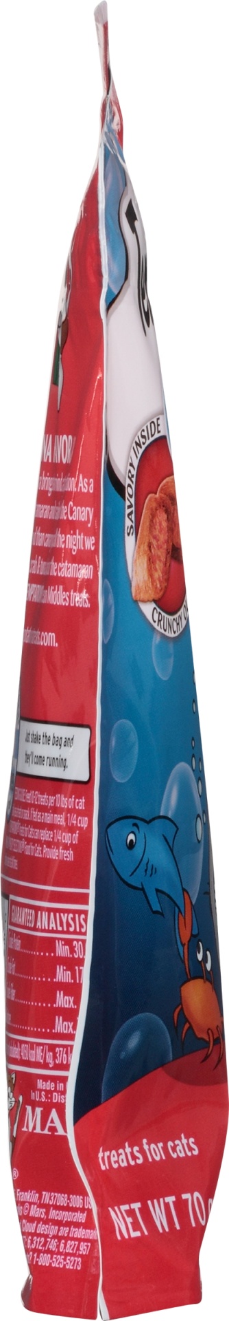 slide 2 of 6, Temptations Ocean Middles Treats for Cats Crab and Tuna, 2.47 oz