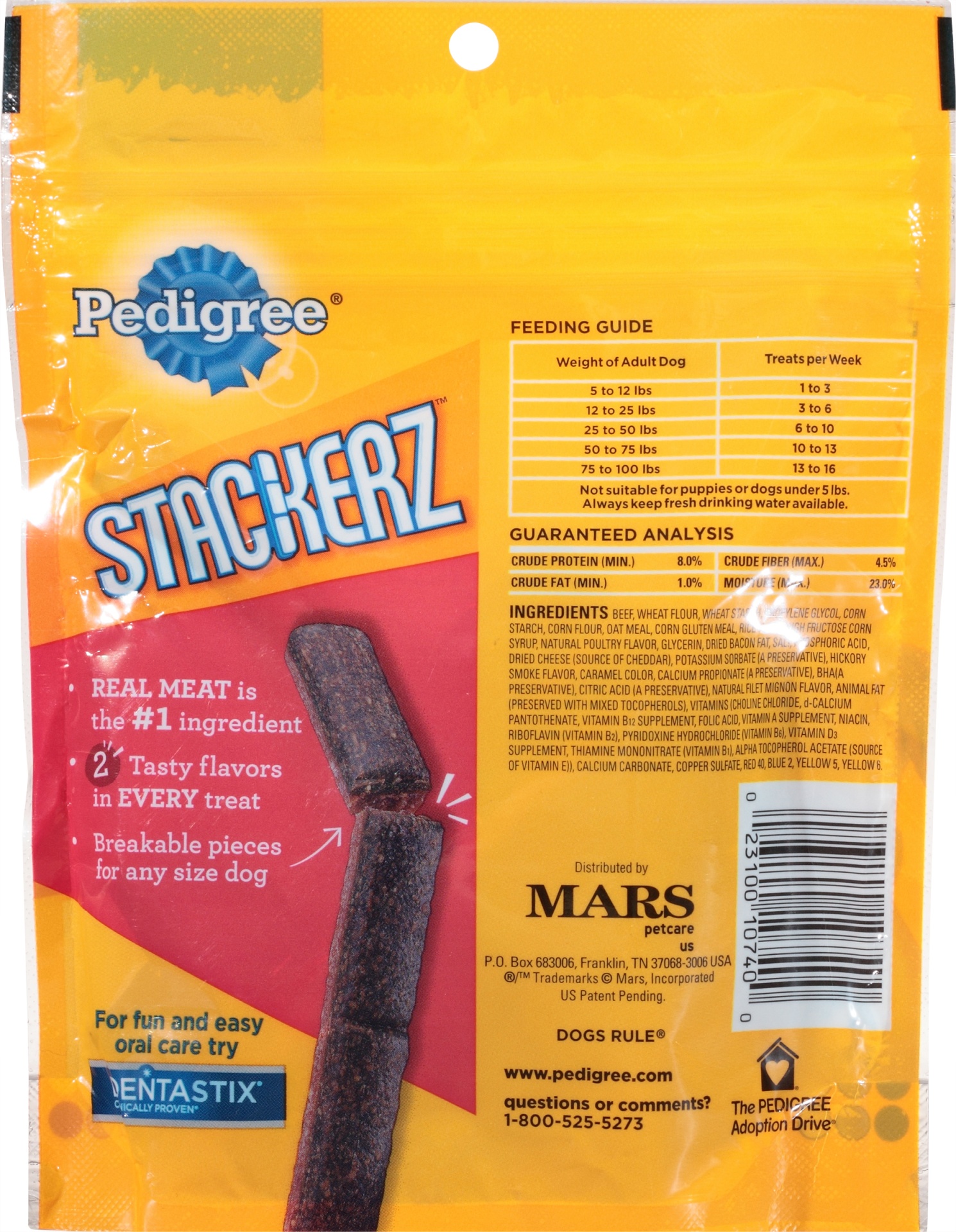 slide 4 of 6, Pedigree Stackerz Filet Mignon & Bacon Flavor Dog Treats, 6 oz