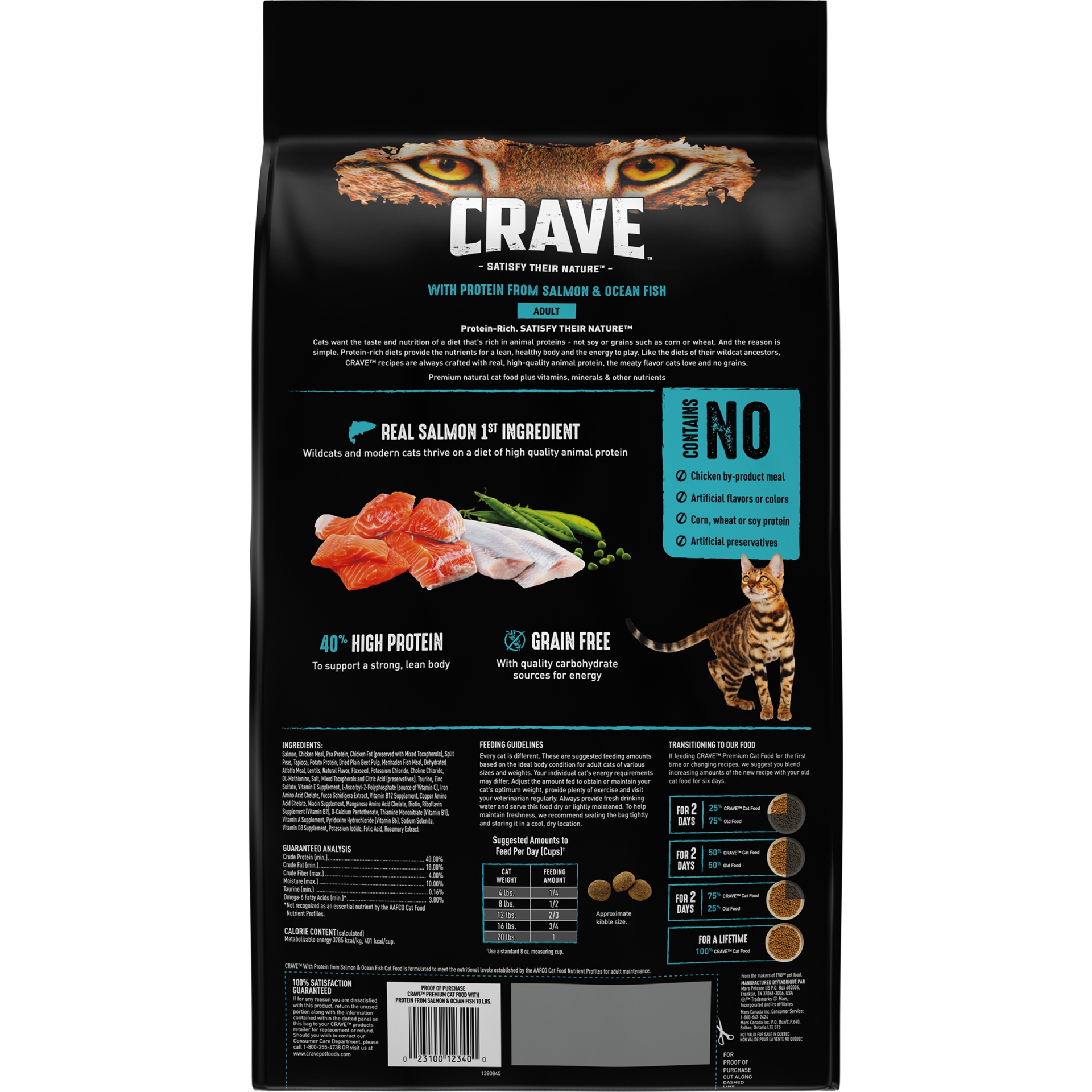 slide 6 of 9, CRAVE Grain Free Adult High Protein Natural Dry Cat Food with Protein from Salmon & Ocean Fish, 10 lb