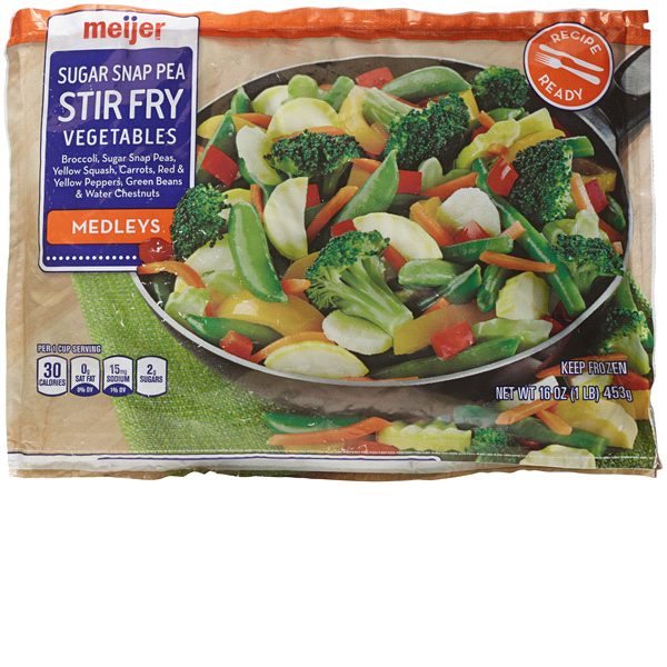 slide 1 of 1, Meijer Frozen Sugar Snap Pea Stir Fry Vegetable Medleys, 16 oz