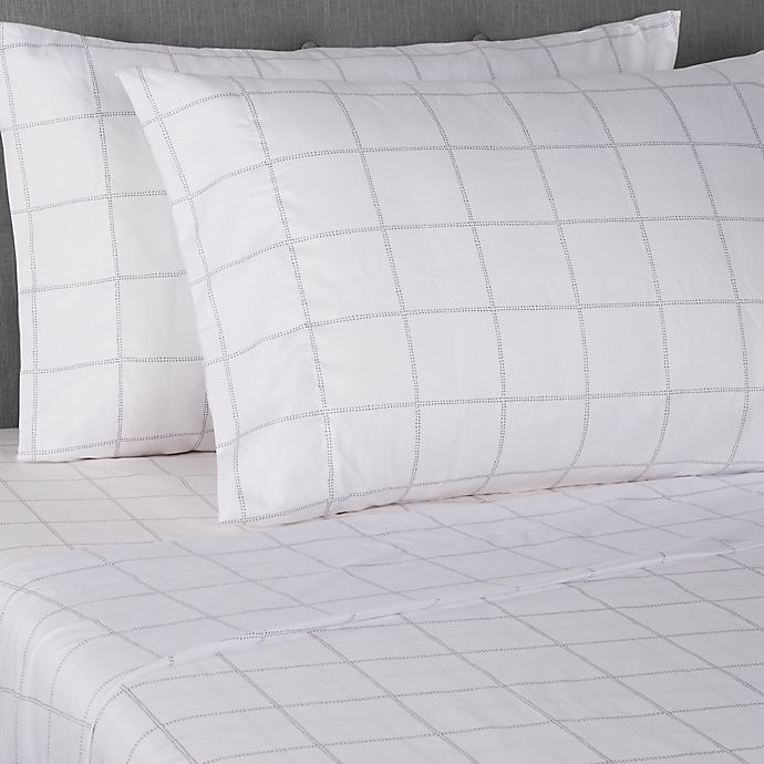 slide 1 of 1, Simply Essential Microfiber Standard/Queen Pillowcases - White Windowpane, 2 ct