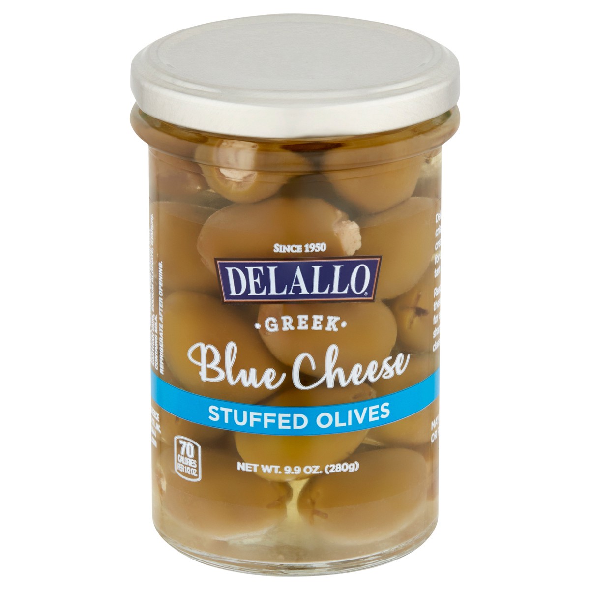 slide 1 of 10, DeLallo Blue Cheese Stuffed Olives, 