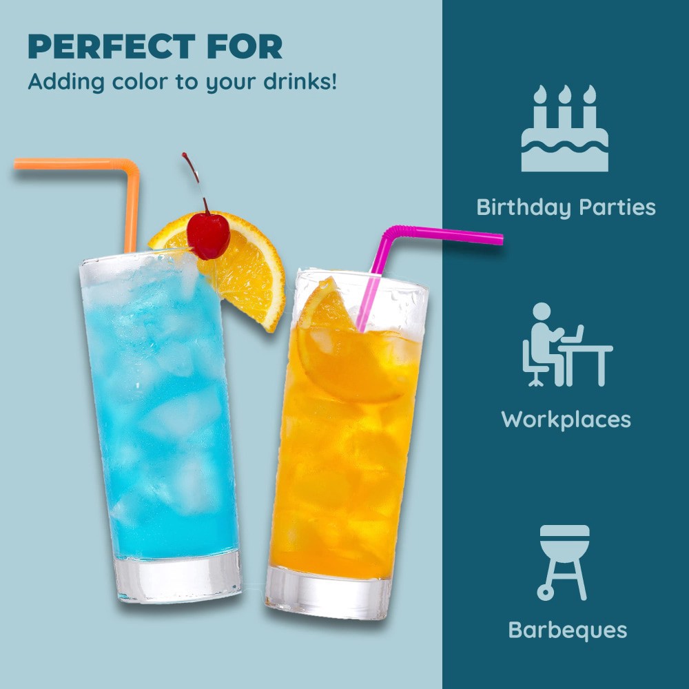 slide 5 of 6, Jacent Individually Wrapped Plastic Neon Flex Drinking Straws:, 1 ct