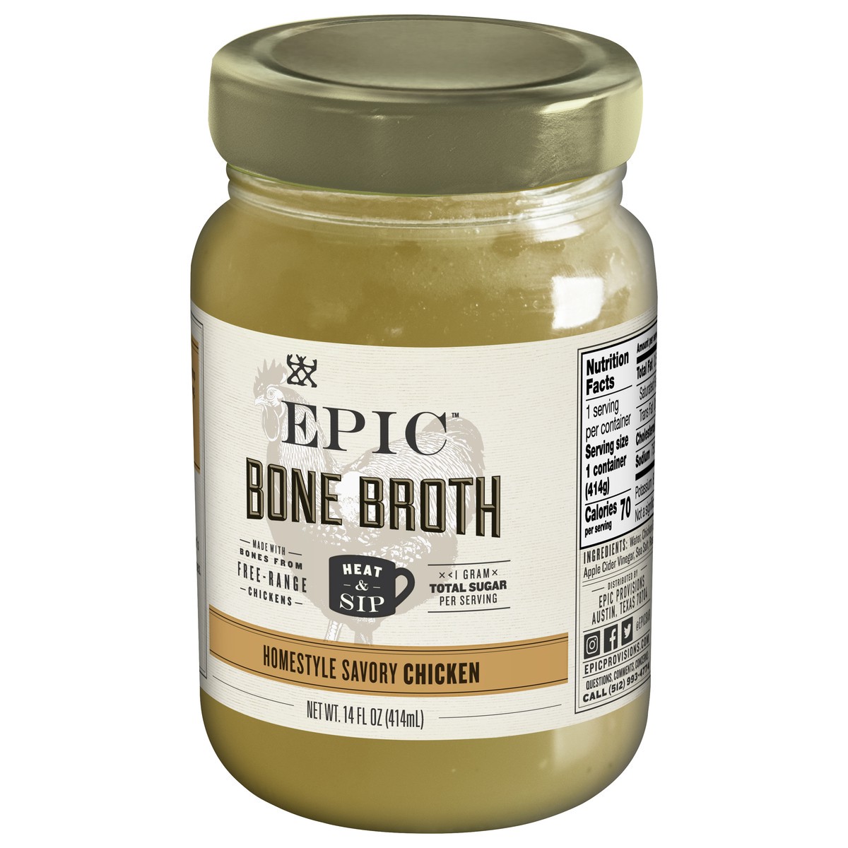 slide 3 of 9, Epic Bone Broth Homestyle Chicken, 14 oz