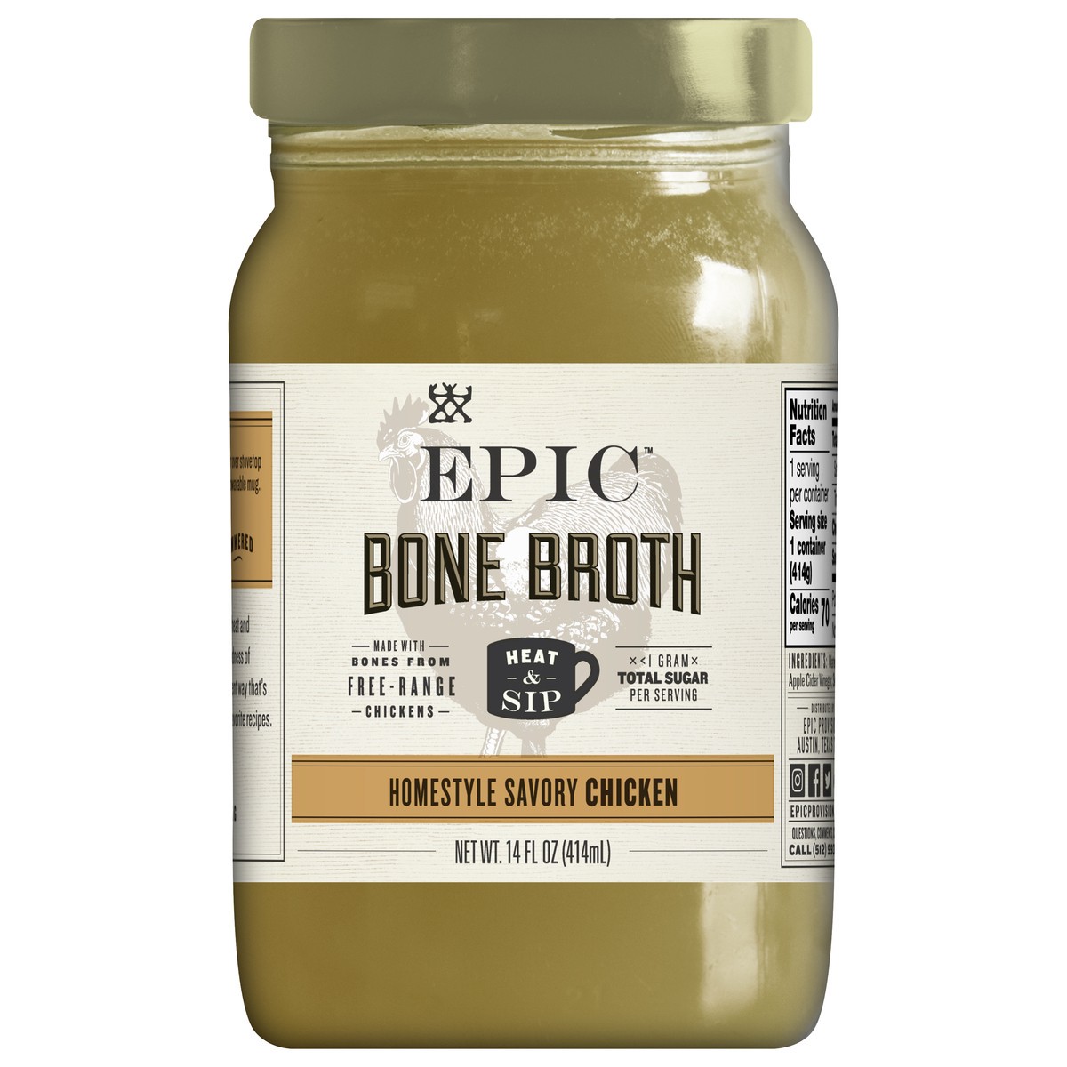 slide 1 of 9, Epic Bone Broth Homestyle Chicken, 14 oz