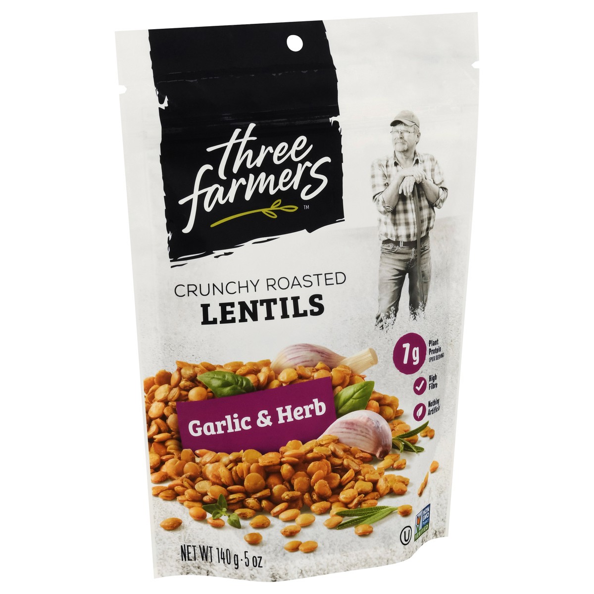 slide 9 of 9, Three Farmers Crunchy Roasted Garlic & Herb Lentils 5 oz, 5 oz