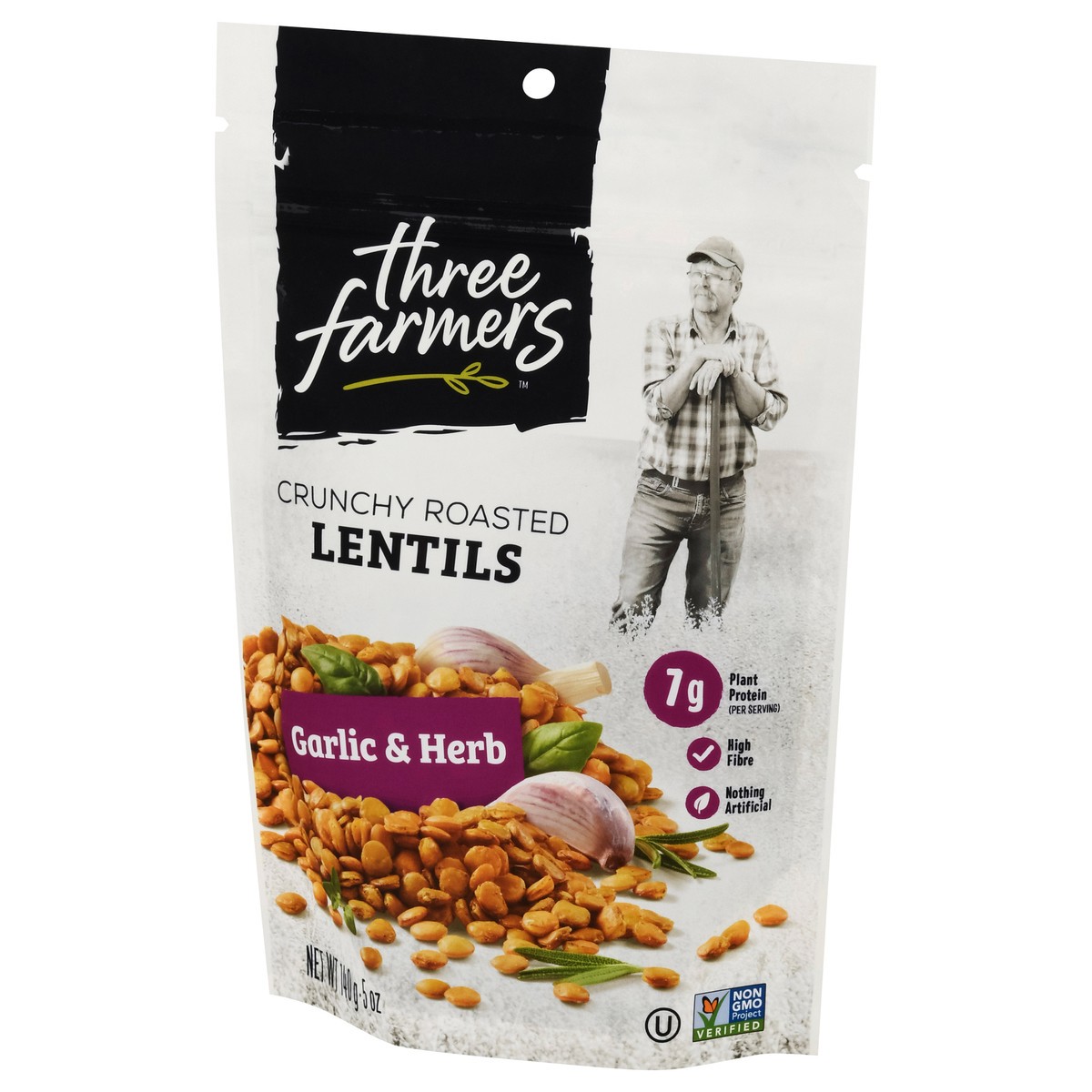 slide 6 of 9, Three Farmers Crunchy Roasted Garlic & Herb Lentils 5 oz, 5 oz