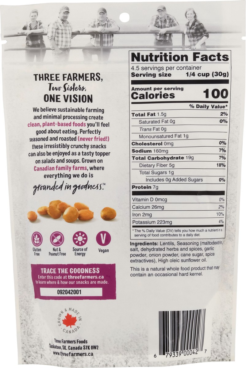 slide 7 of 9, Three Farmers Crunchy Roasted Garlic & Herb Lentils 5 oz, 5 oz