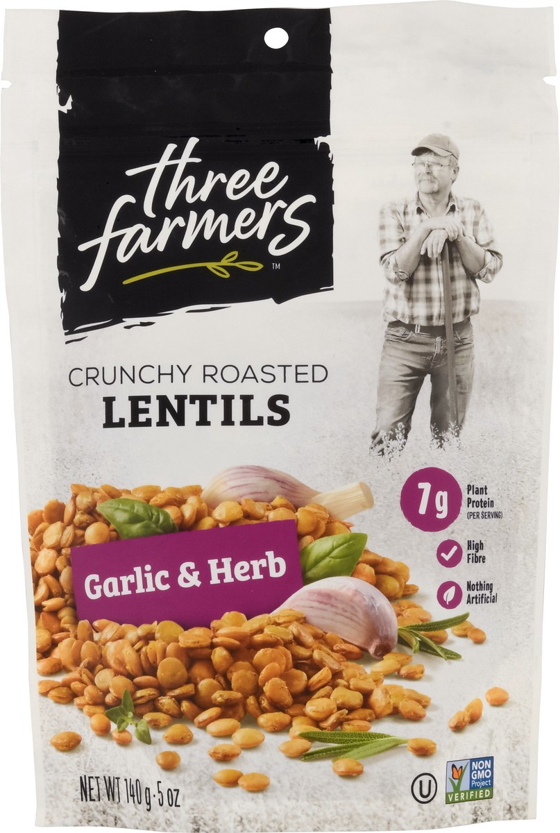 slide 5 of 9, Three Farmers Crunchy Roasted Garlic & Herb Lentils 5 oz, 5 oz