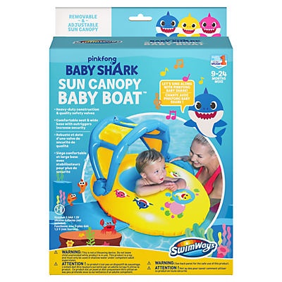 slide 1 of 1, SwimWays Pinkfong Baby Shark Sun Canopy Baby Boat, 1 ct