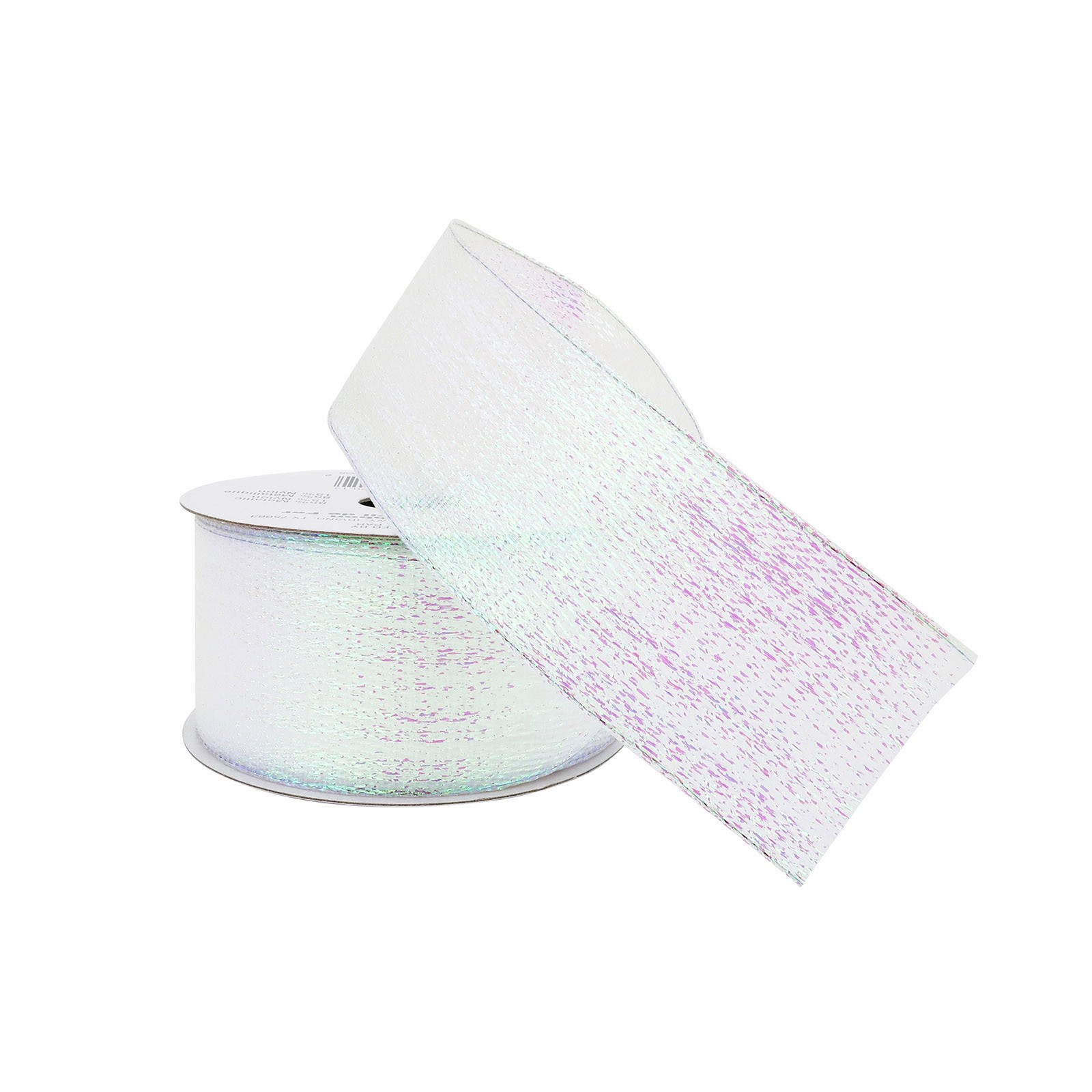 slide 4 of 4, 1.5" X 3yd. White Iridescent Wired Metallic Ribbon By Celebrate It 360°, 1.5 in x 3 yd