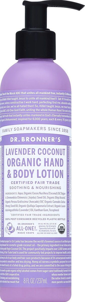 slide 2 of 2, Dr. Bronner's Organic Hand & Body Lotion Lavender Coconut, 8 fl oz