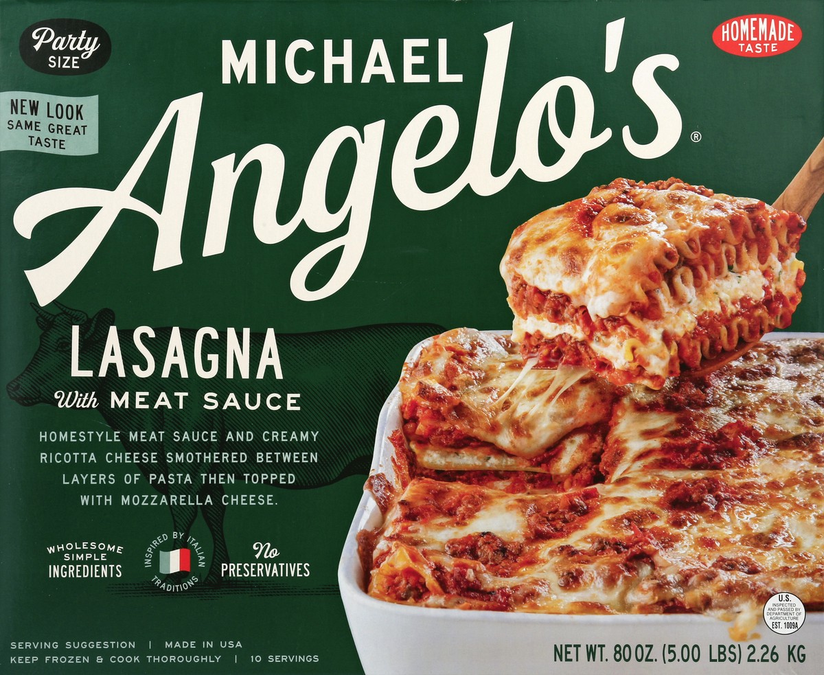 slide 1 of 8, Michael Angelo's Lasagna 80 oz, 80 oz