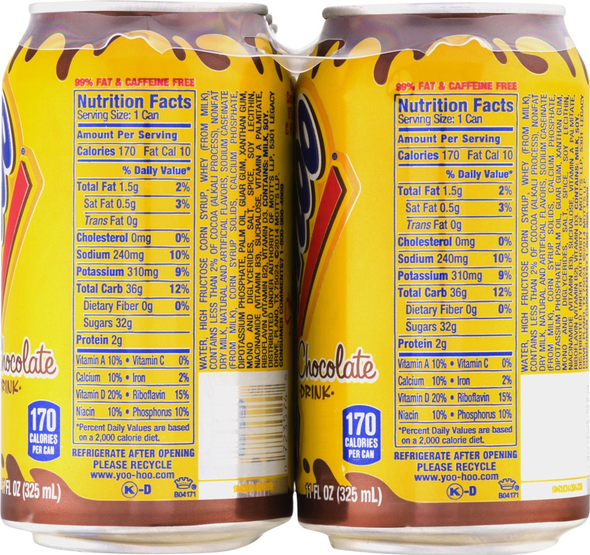 slide 6 of 9, Yoo-hoo Chocolate Drink, 11 fl oz cans, 6 pack, 6 ct