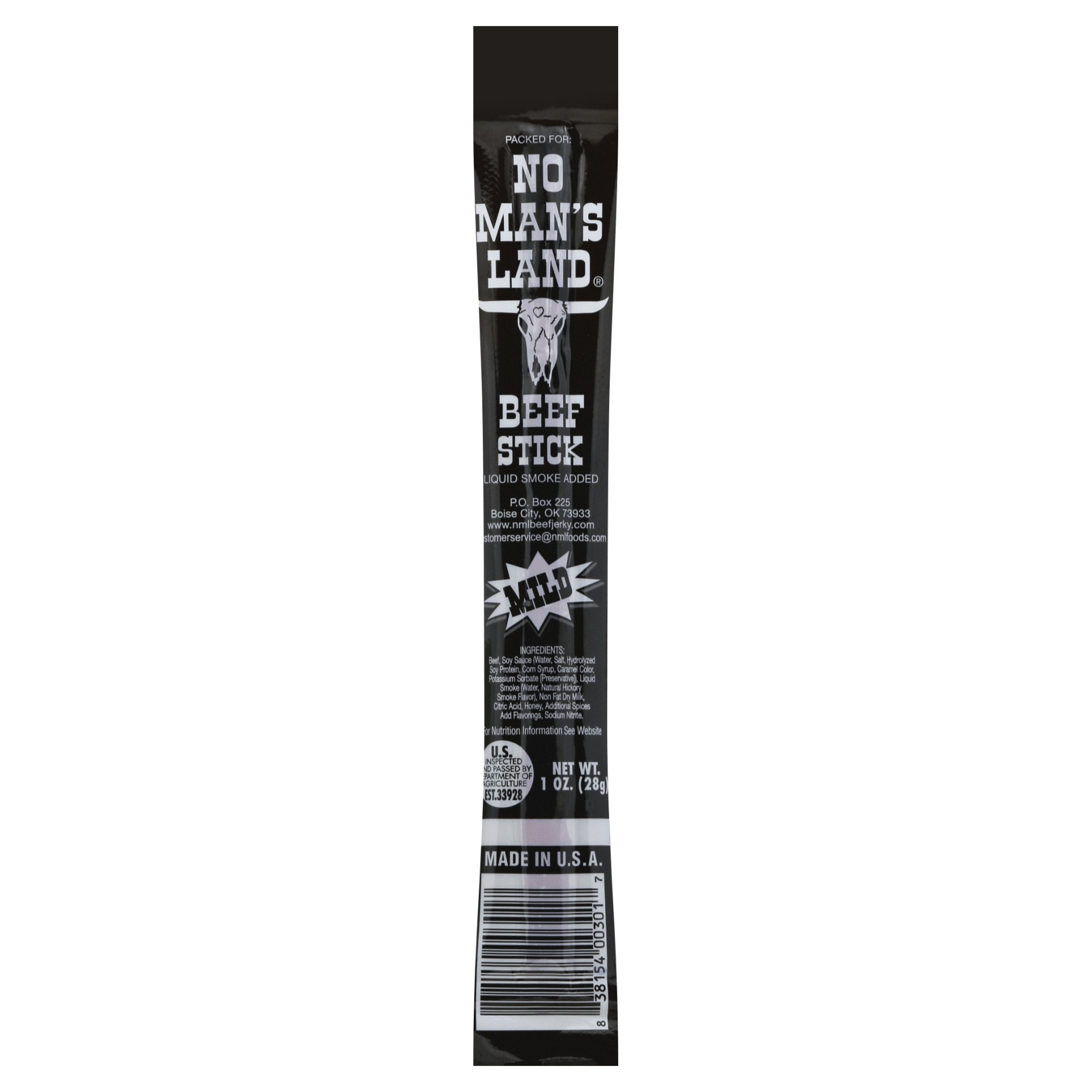 slide 1 of 1, No Man's Land Mild Beef Stick, 1 oz