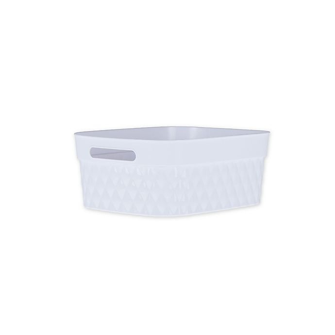 slide 1 of 1, Starplast Small Rectangular Quilted Flex Storage Basket - White, 1 ct