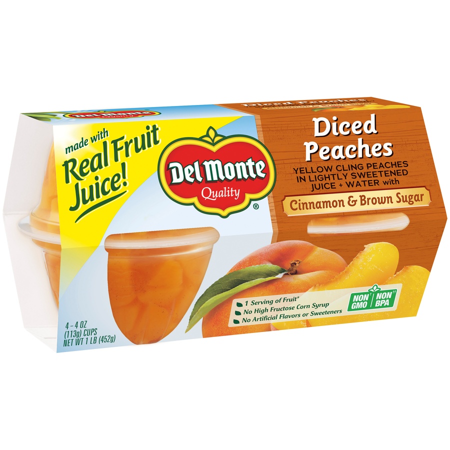 slide 2 of 4, Del Monte Cinnamon & Brown Sugar Diced Peaches, 4 ct; 4 lb