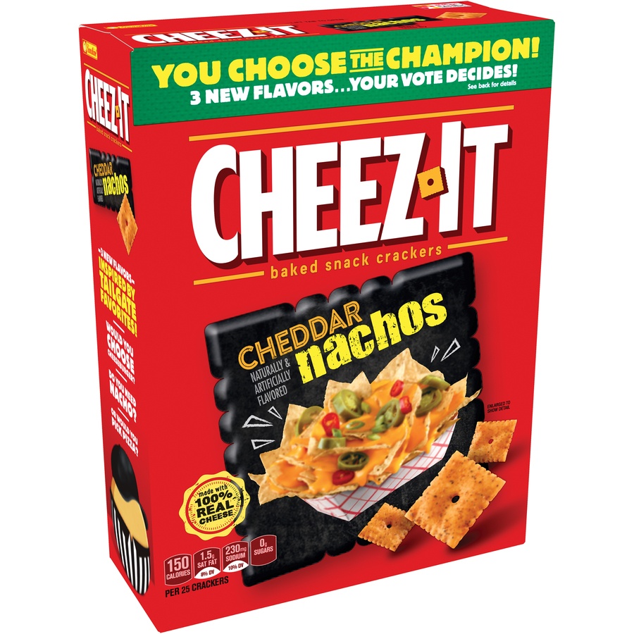 slide 2 of 7, Cheez-It Cheddar Nachos Baked Snack Crackers, 12.4 oz