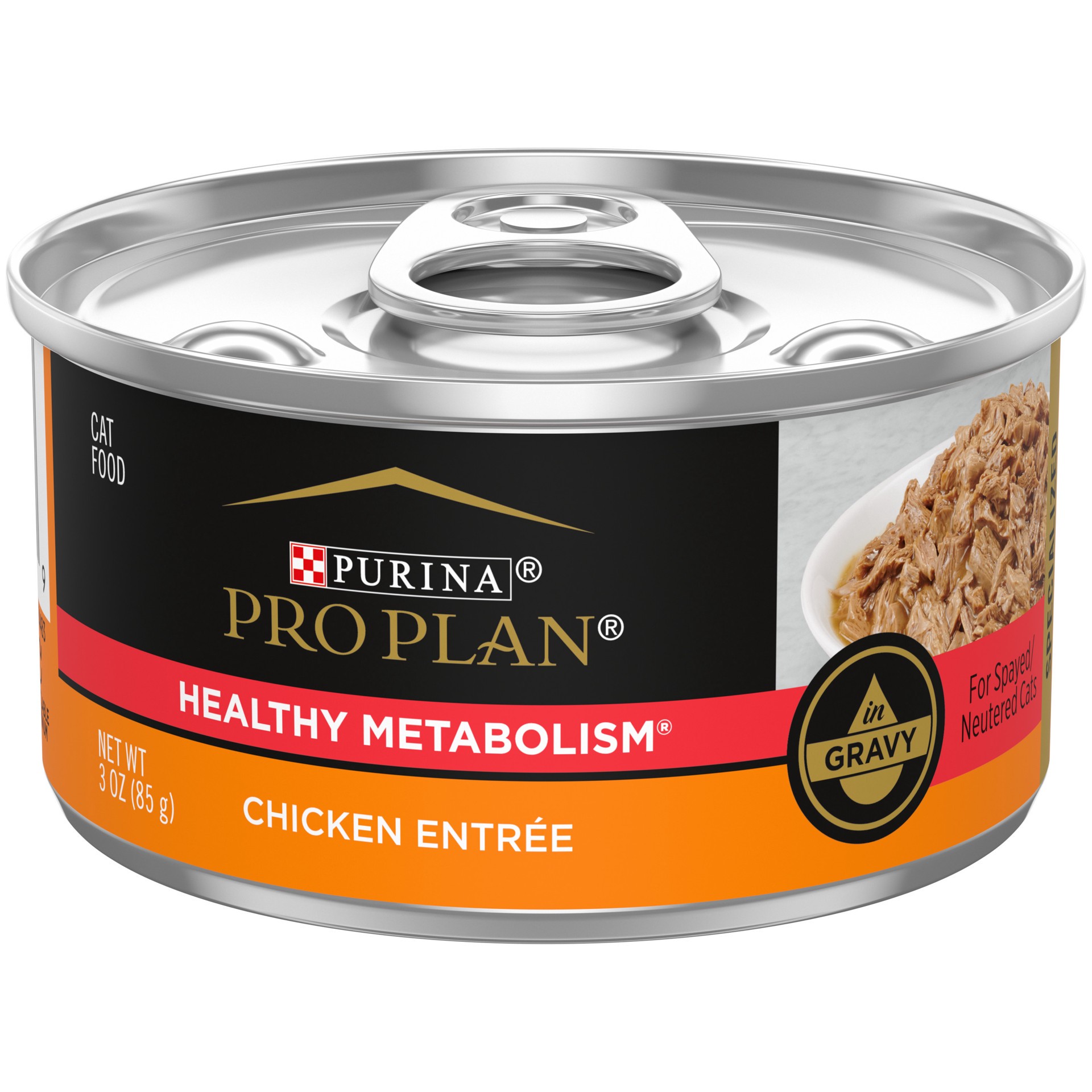 slide 1 of 6, Pro Plan Purina Pro Plan High Protein Gravy Wet Cat Food, SPECIALIZED Healthy Metabolism Formula Chicken Entree, 3 oz