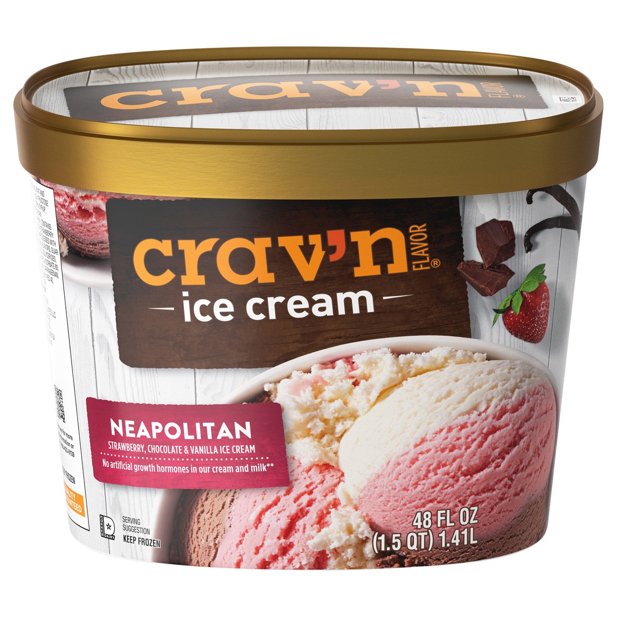 slide 2 of 4, Crav'n Flavor Neapolitan Ice Cream 48 fl oz, 48 fl oz