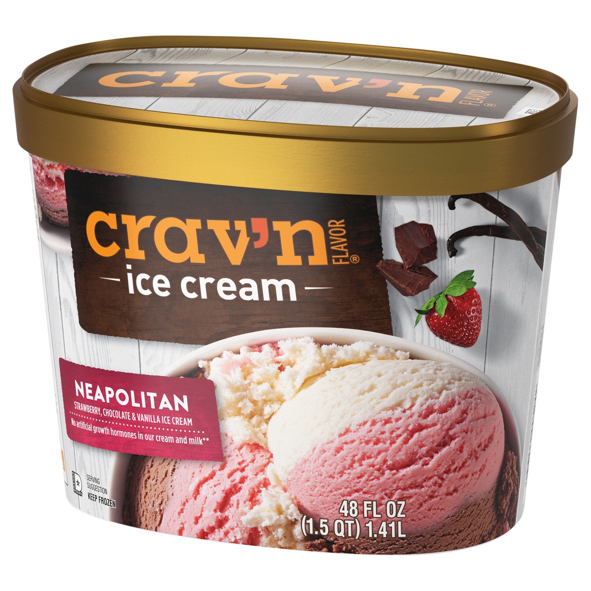 slide 4 of 4, Crav'n Flavor Neapolitan Ice Cream 48 fl oz, 48 fl oz
