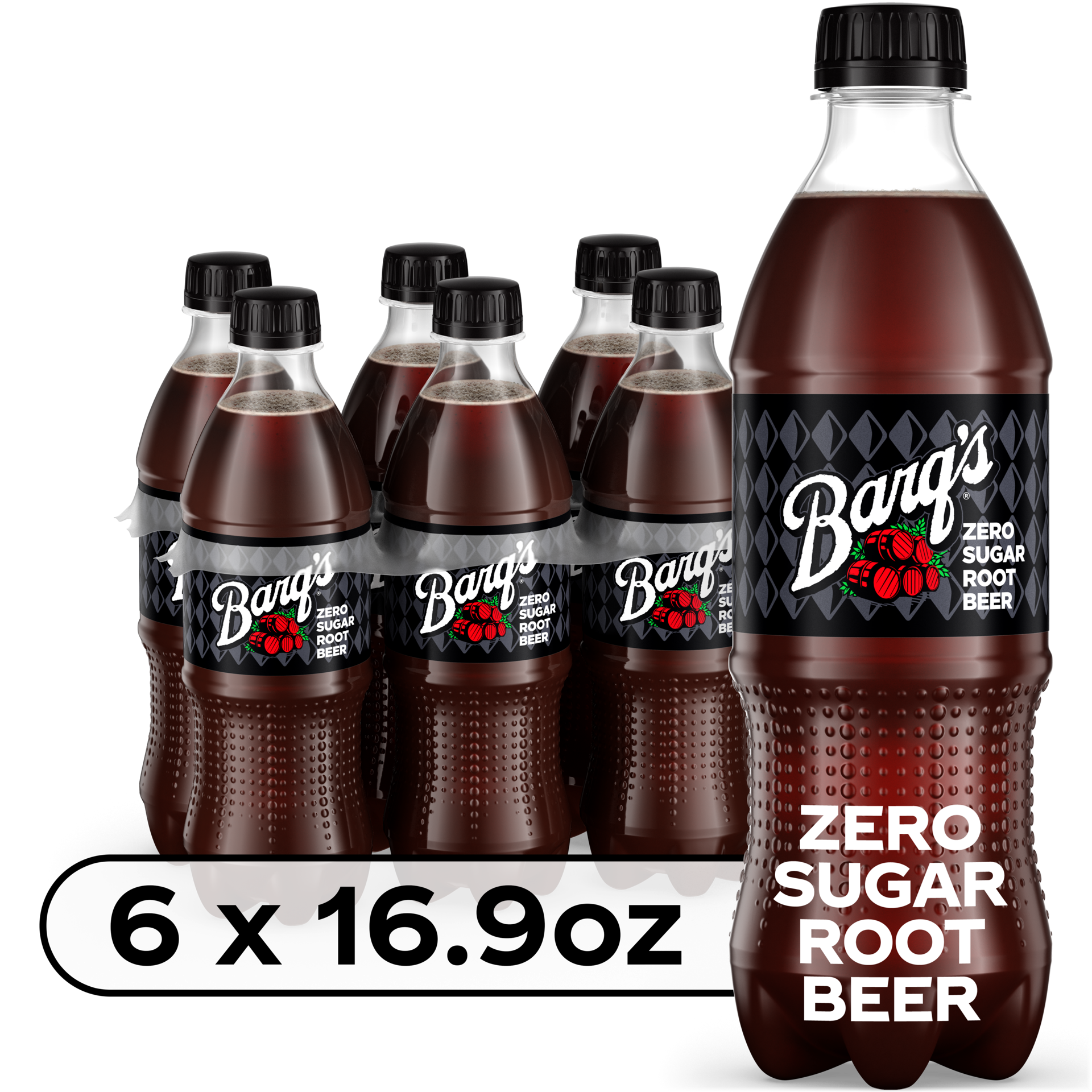 slide 1 of 14, Barq's Zero Sugar Root Beer Bottles, 16.9 fl oz, 6 Pack, 6 ct