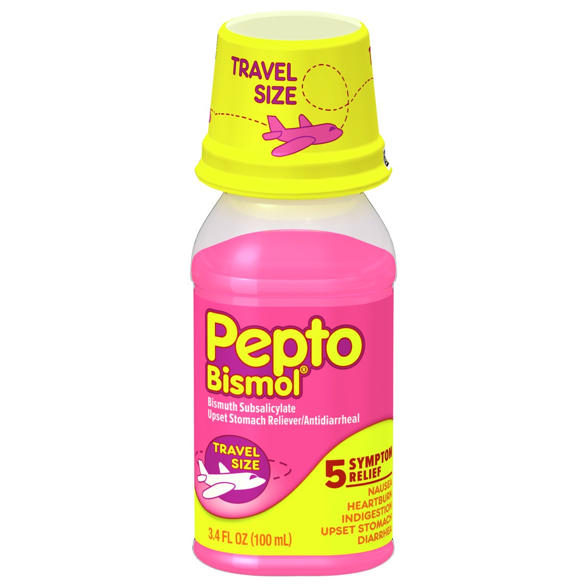 slide 5 of 8, Pepto-Bismol Liquid for Nausea, Heartburn, Indigestion, Upset Stomach, and Diarrhea - Fast Relief for 5 Symptoms, Original Flavor, 4 oz, 3.40 fl oz