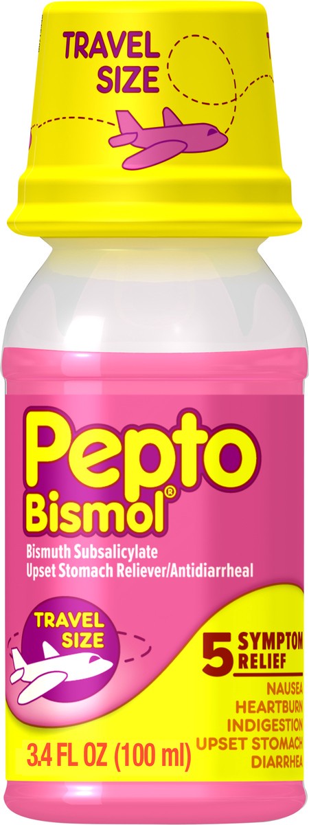 slide 7 of 8, Pepto-Bismol Liquid for Nausea, Heartburn, Indigestion, Upset Stomach, and Diarrhea - Fast Relief for 5 Symptoms, Original Flavor, 4 oz, 3.40 fl oz