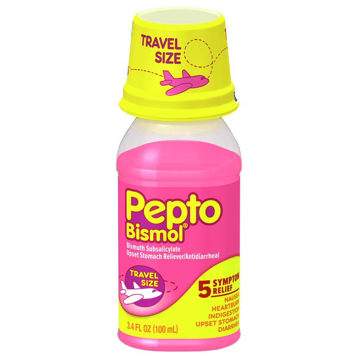 slide 1 of 8, Pepto-Bismol Liquid for Nausea, Heartburn, Indigestion, Upset Stomach, and Diarrhea - Fast Relief for 5 Symptoms, Original Flavor, 4 oz, 3.40 fl oz