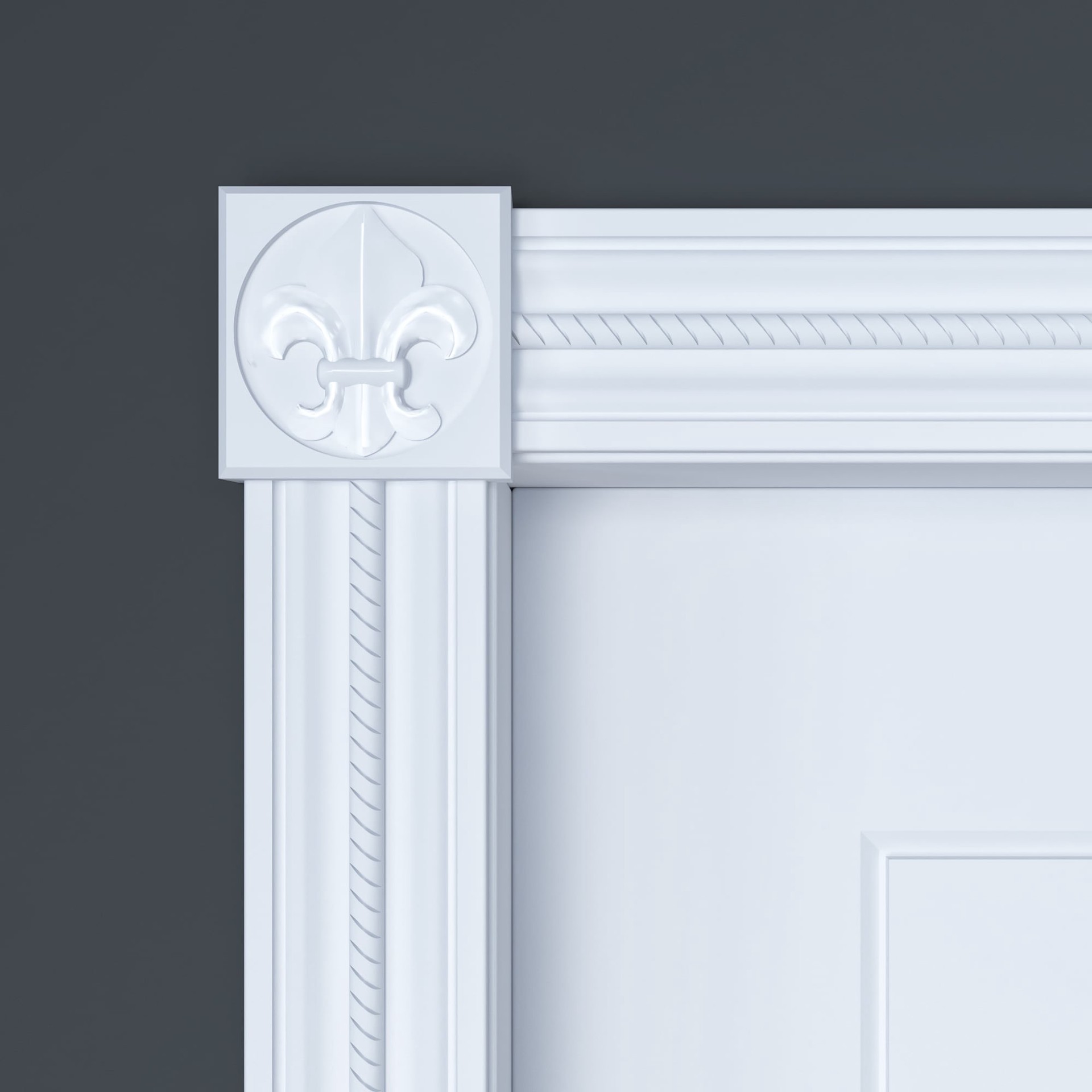 slide 4 of 4, Ornamental Mouldings 3.5-in x 3.5 Unfinished White hardwood Square Fleur-de-lis Rosette, 1 ct