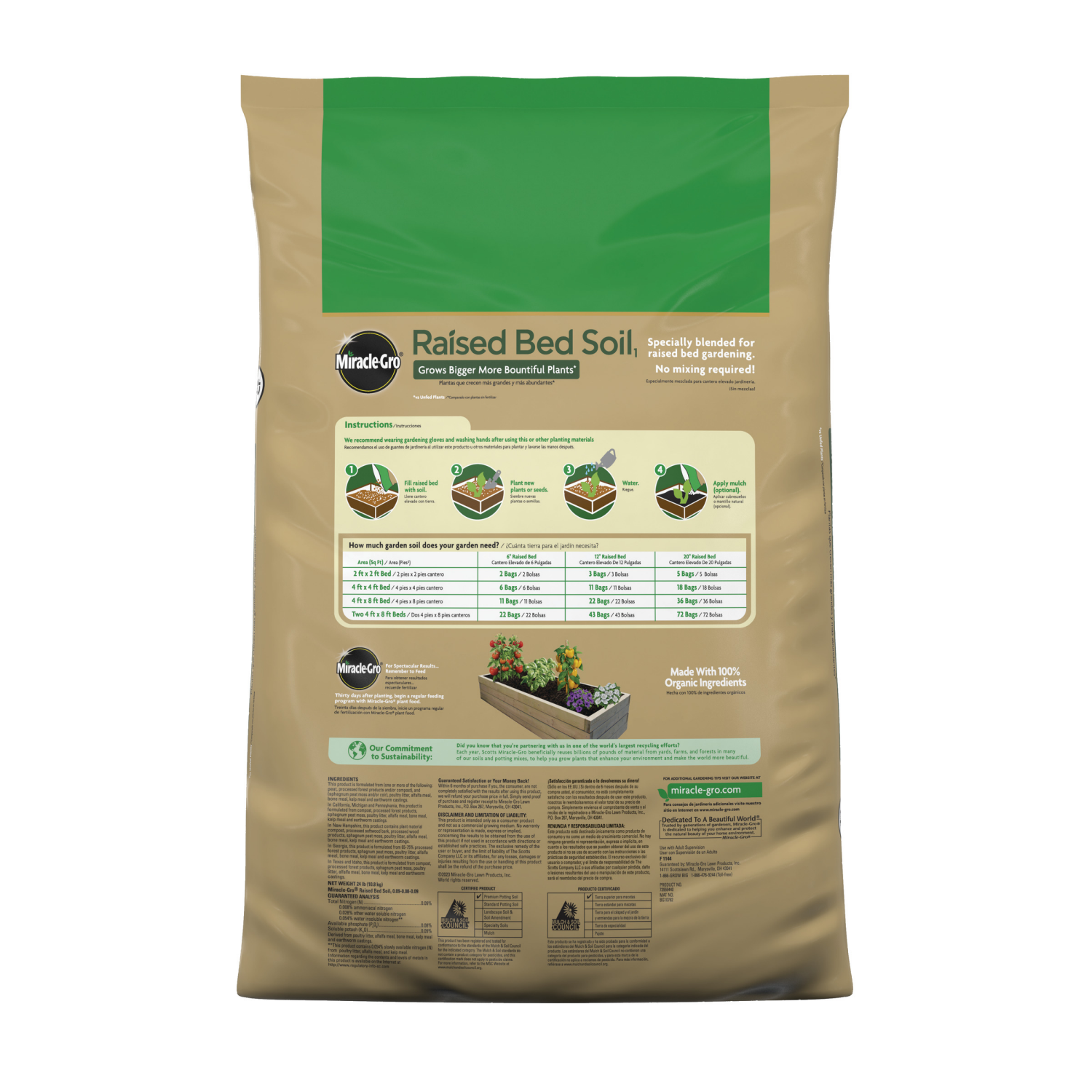 slide 2 of 6, Miracle-Gro 1.5-cu ft Fruit; Flower and Vegetable Organic Raised Bed Soil, 1 ct