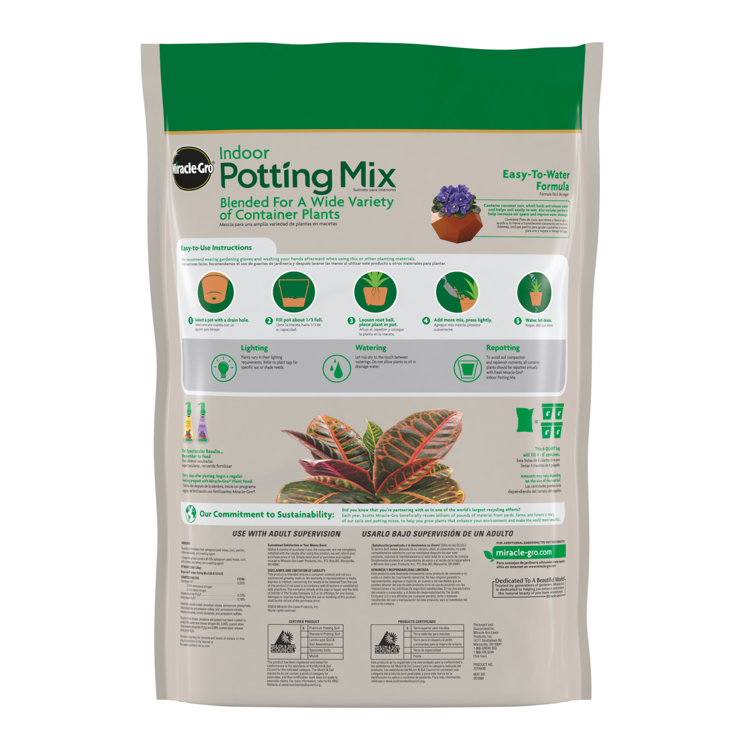 slide 2 of 6, Miracle Gro Miracle-Gro® Indoor Potting Mix 6 Quart, 6 qt